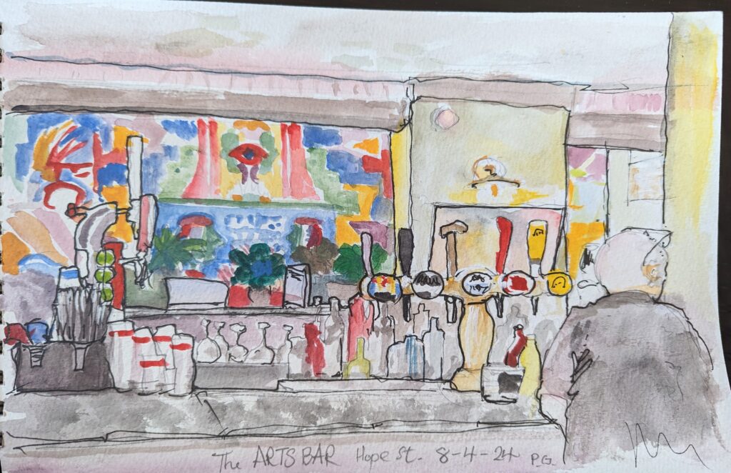 watercolour urban sketch Liverpool hope street