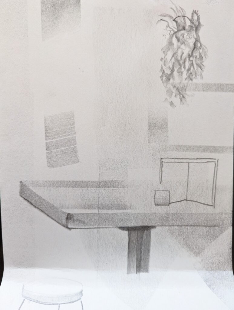 graphite urban sketch