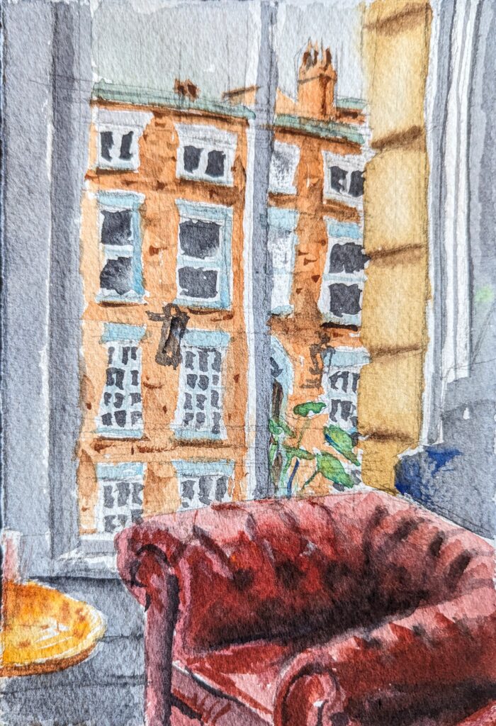 watercolour urban sketch Liverpool hope street