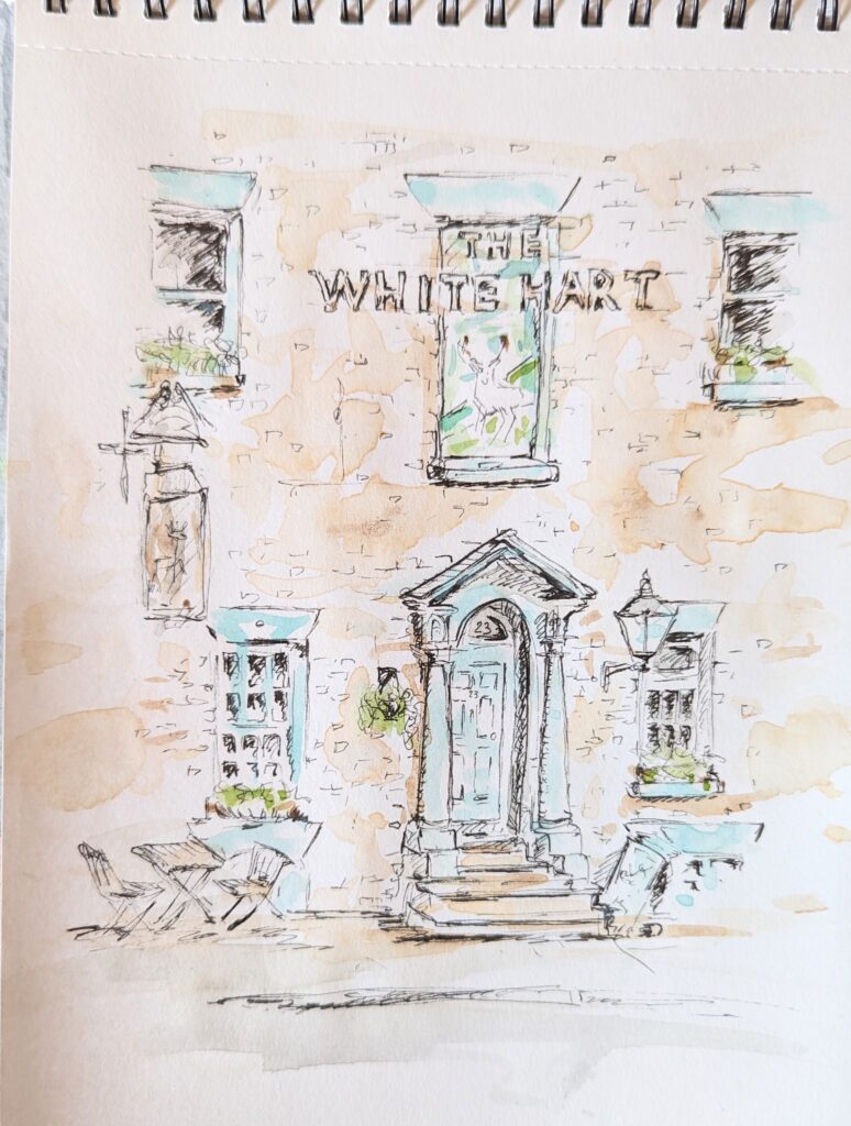 pen and watercolour urban sketch Liverpool The White Hart